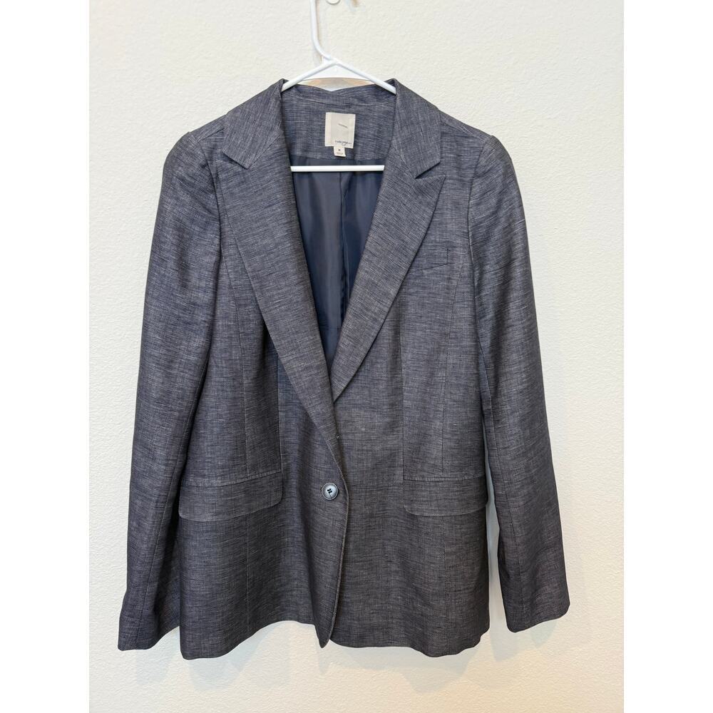 Halogen 2 Button‎ Blazer Gray Pockets Medium Linen/Cotton